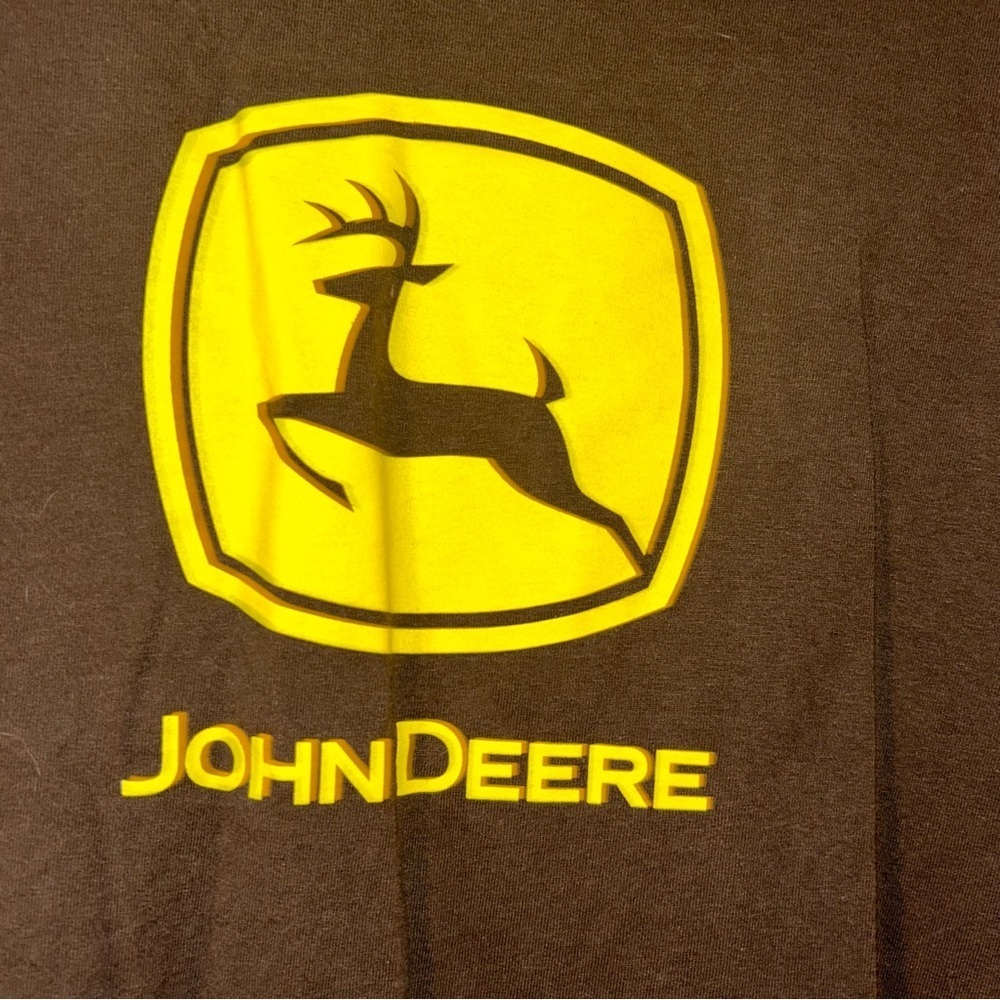 Men John Deere brown/yellow trademark logo Tshirt 2x xxl